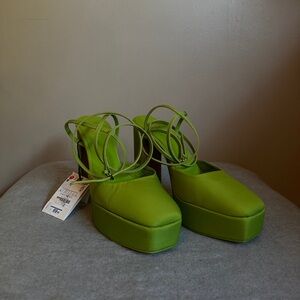 Zara Green Strappy Pumps